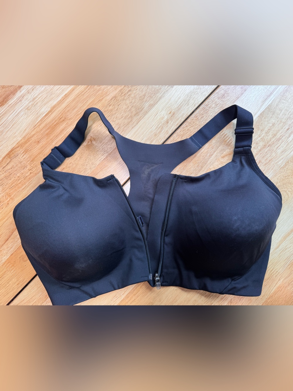 all in motion Black Front-Zip High Support Sports Bra